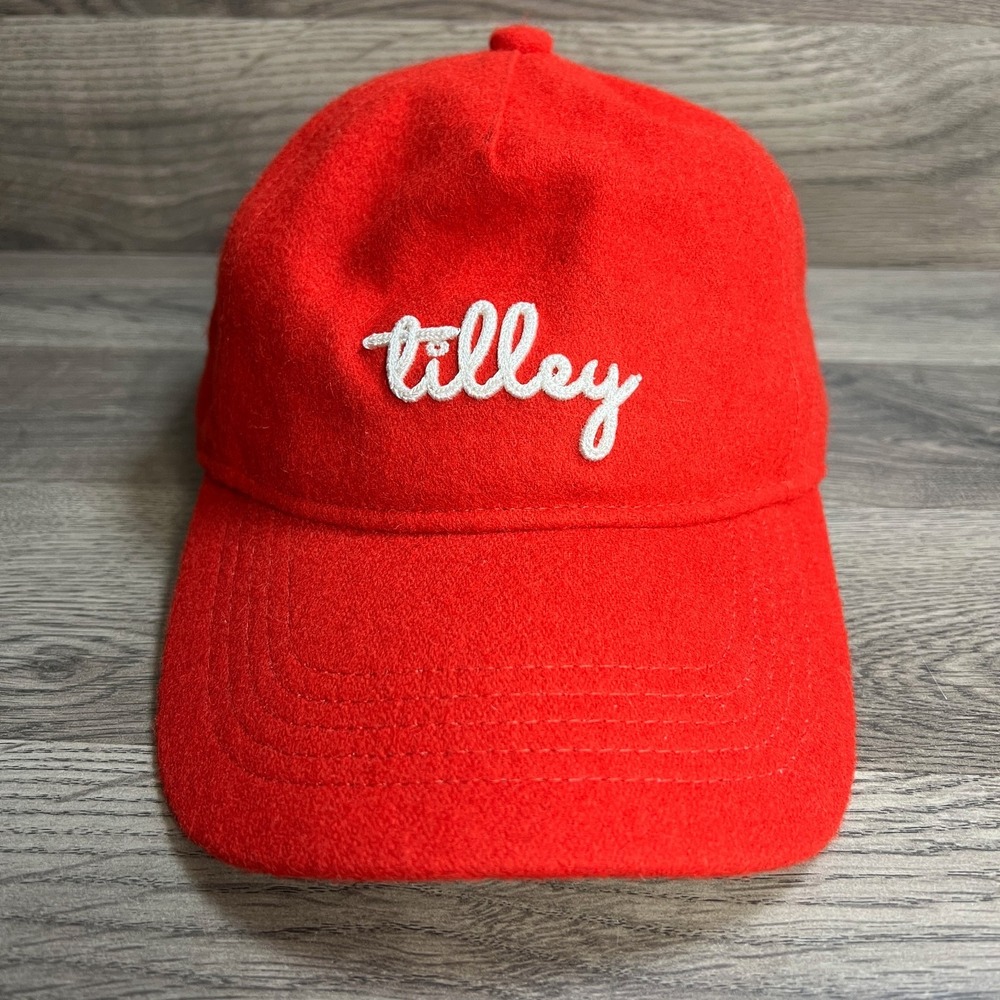 Tilley Wool Blend Baseball‎ Hat Cap Red Adjustable L/XL Spellout Strapback